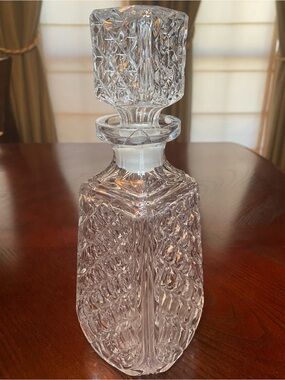 Clear Cut-Glass Decanter with Faceted Stopper - Home Accents